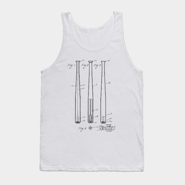 Baseball Bat Vintage Patent Drawing Tank Top by TheYoungDesigns